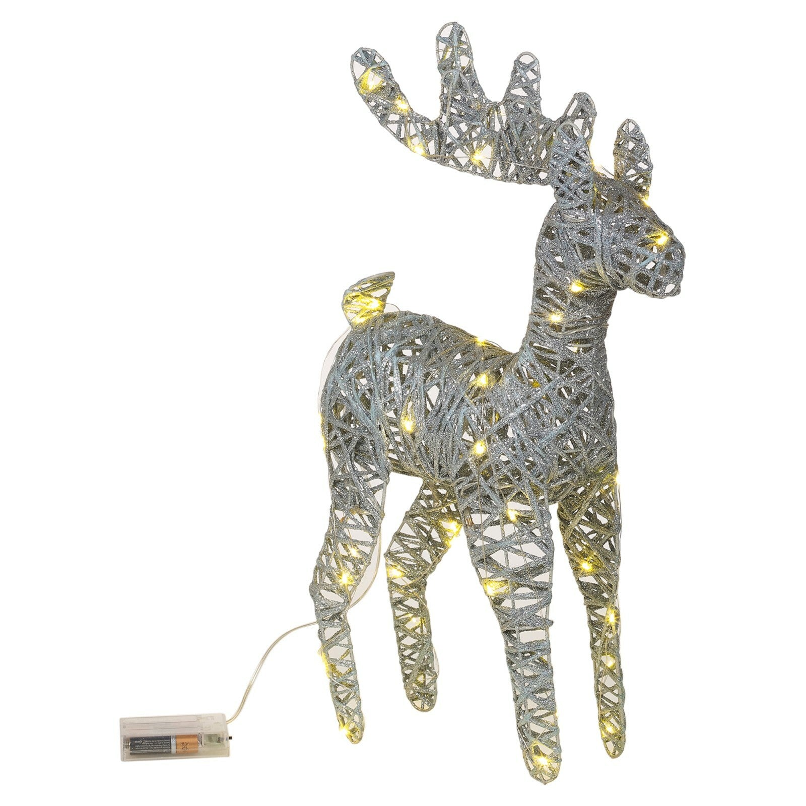 LED Light up Reindeer 37Cm Plastic Rattan Wire Frame Christmas Home Decorations