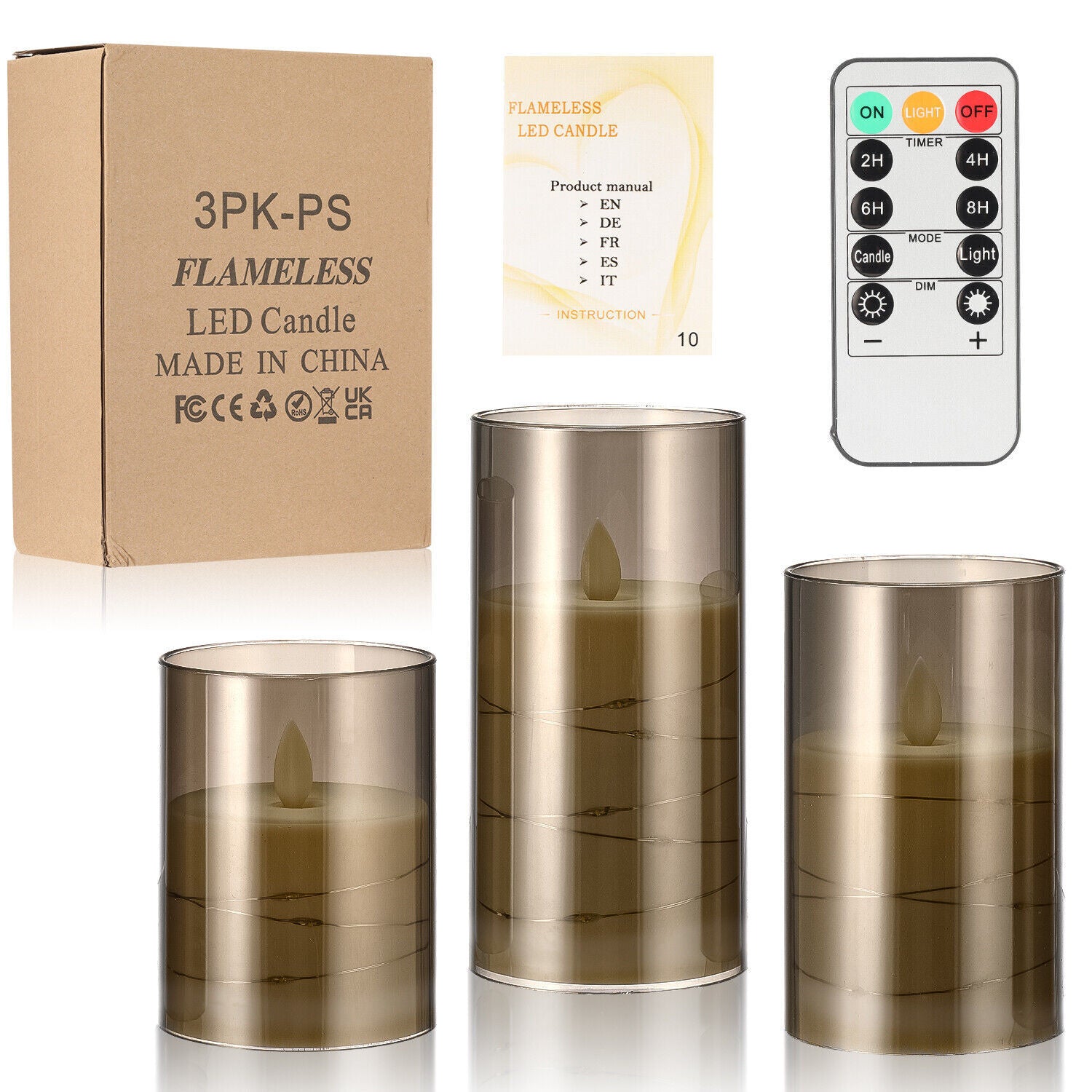 Pack of 3 Flameless Flickering Candle with Remote Realistic LED Fake Candles