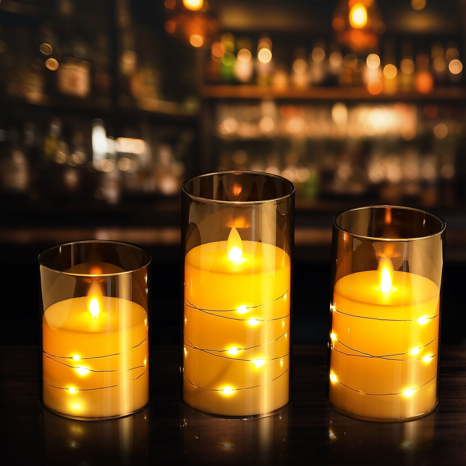 Pack of 3 Flameless Flickering Candle with Remote Realistic LED Fake Candles