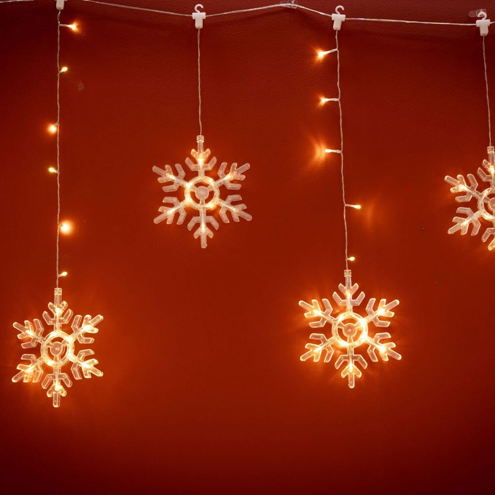 Multi Drop Snowflake Curtain String Fairy Lights Christmas Indoor Outdoor Décor