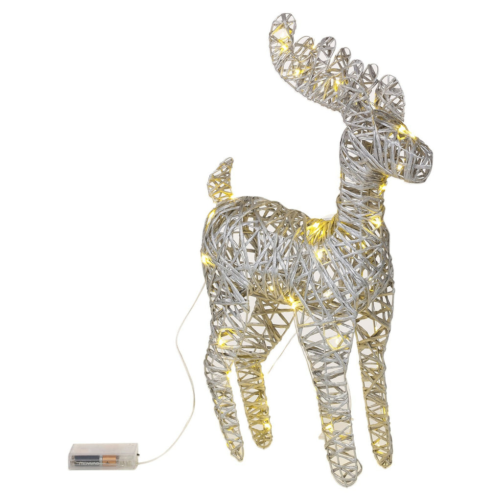 LED Light up Reindeer 37Cm Plastic Rattan Wire Frame Christmas Home Decorations