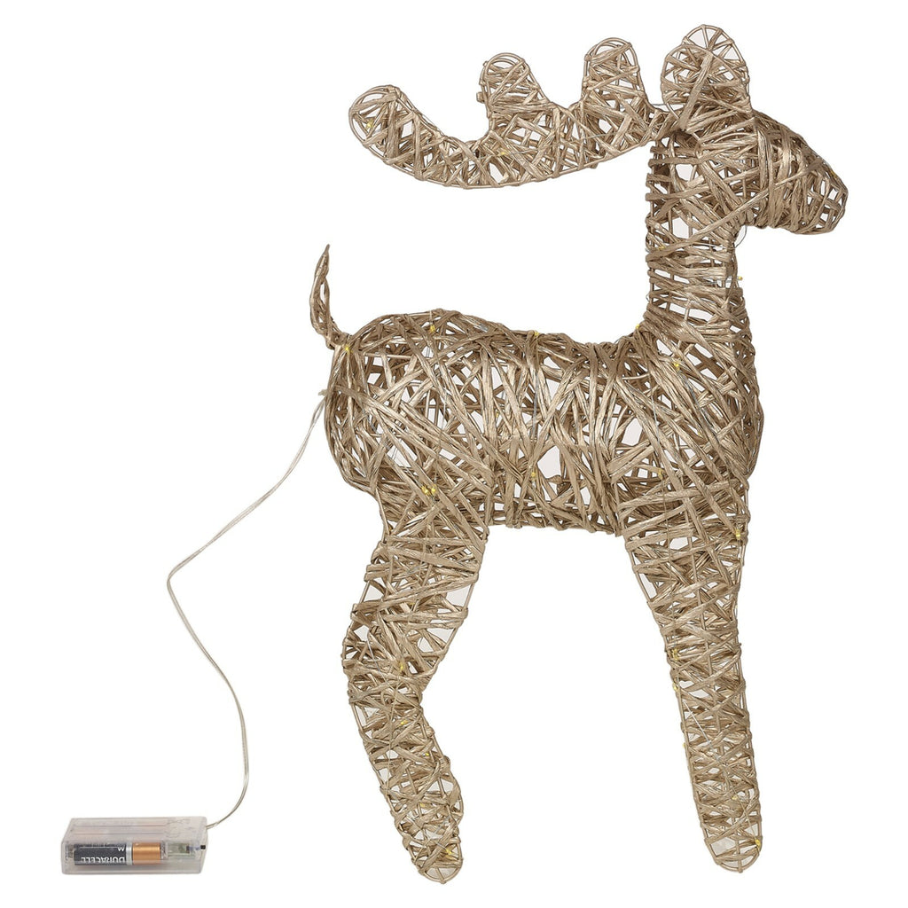 LED Light up Reindeer 37Cm Plastic Rattan Wire Frame Christmas Home Decorations