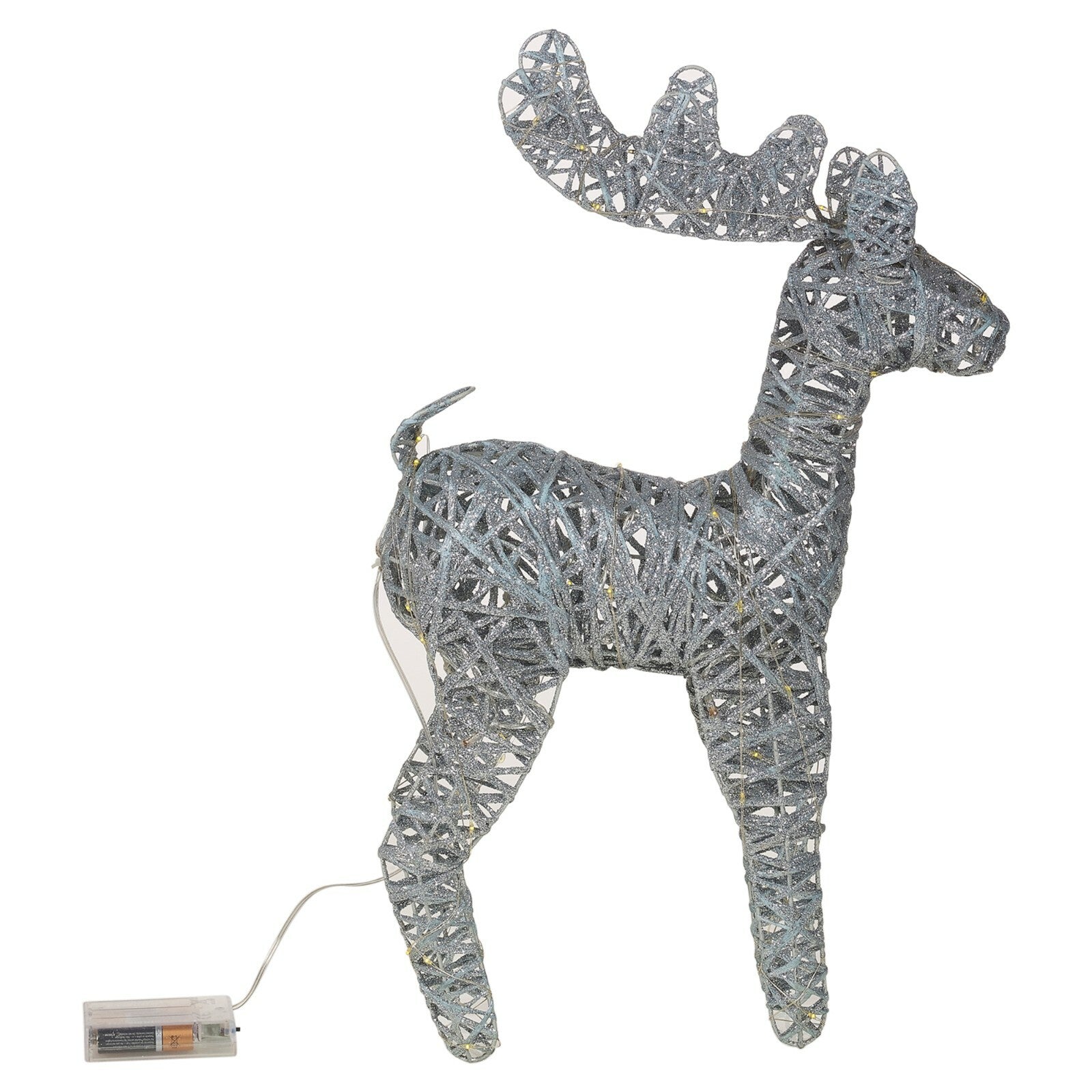 LED Light up Reindeer 37Cm Plastic Rattan Wire Frame Christmas Home Decorations
