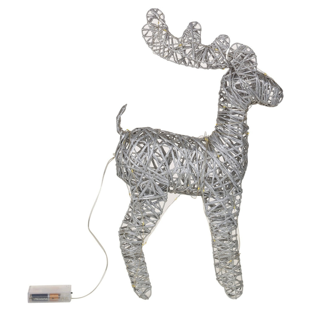 LED Light up Reindeer 37Cm Plastic Rattan Wire Frame Christmas Home Decorations