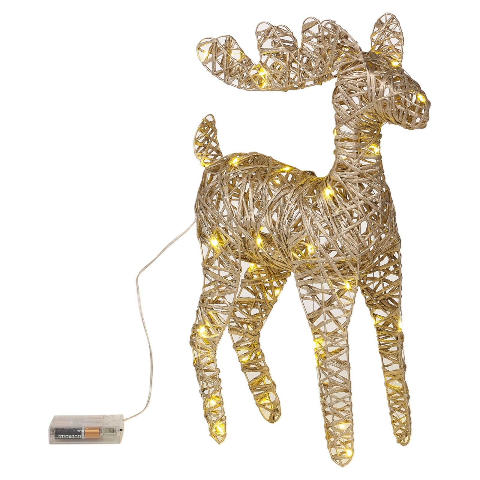 LED Light up Reindeer 37Cm Plastic Rattan Wire Frame Christmas Home Decorations