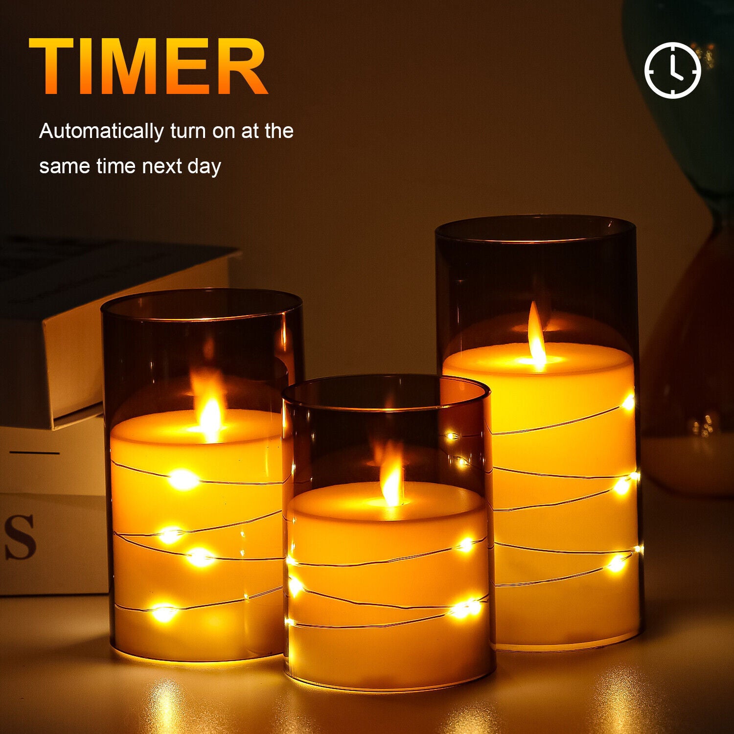 Pack of 3 Flameless Flickering Candle with Remote Realistic LED Fake Candles