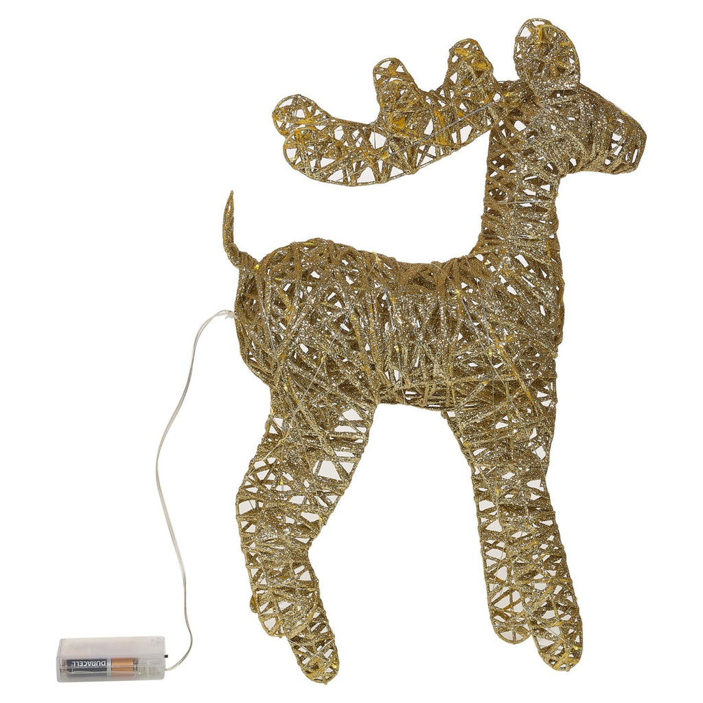 LED Light up Reindeer 37Cm Plastic Rattan Wire Frame Christmas Home Decorations