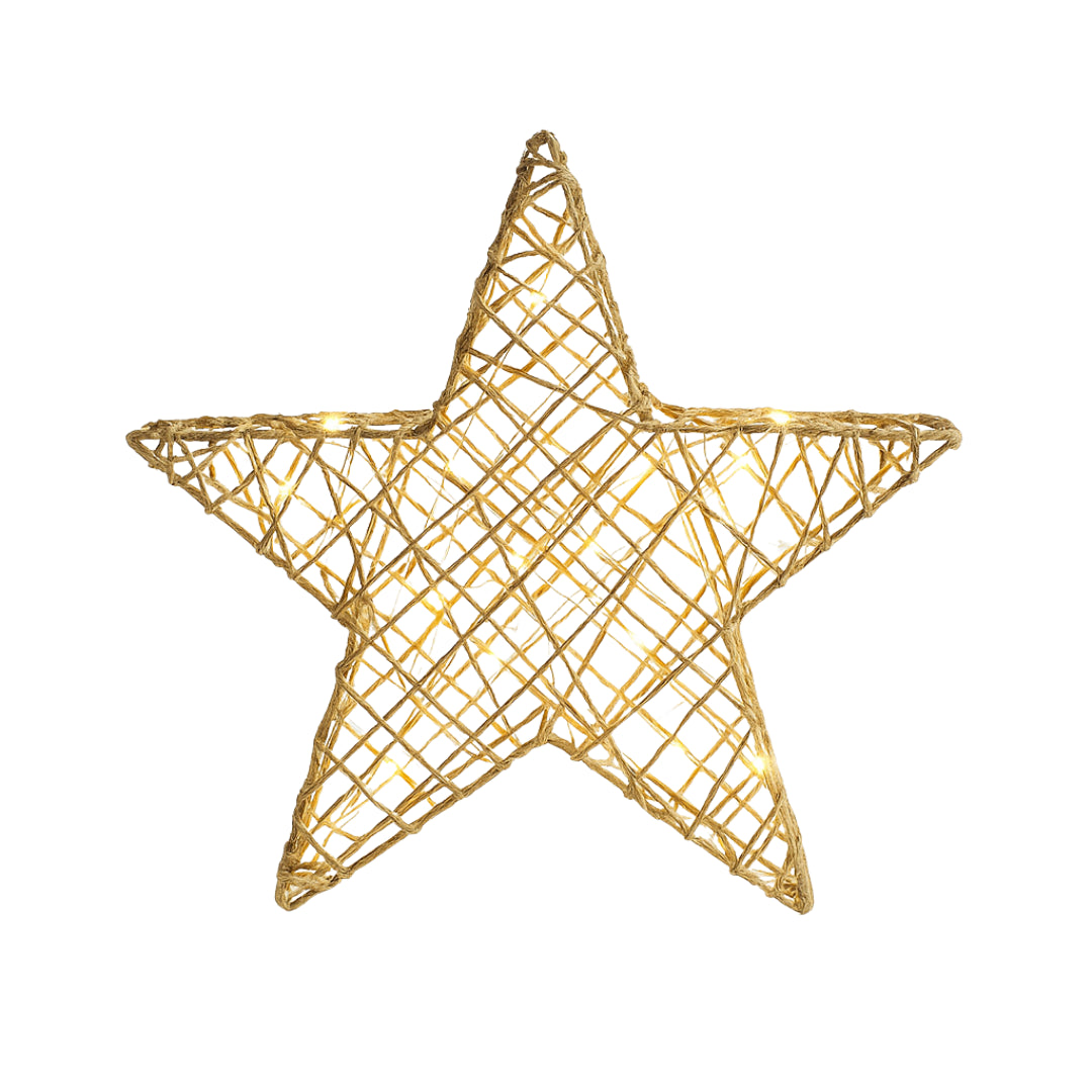 Christmas LED Star Decoration Light up Large Home Decor Gold Xmas Lighting 30Cm