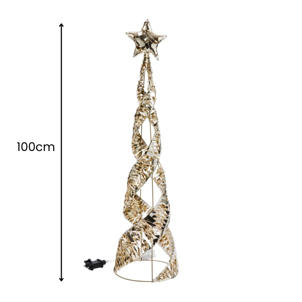 Christmas Cone Tree Decoration LED Light up Ornament Warm White Home Decor 100Cm