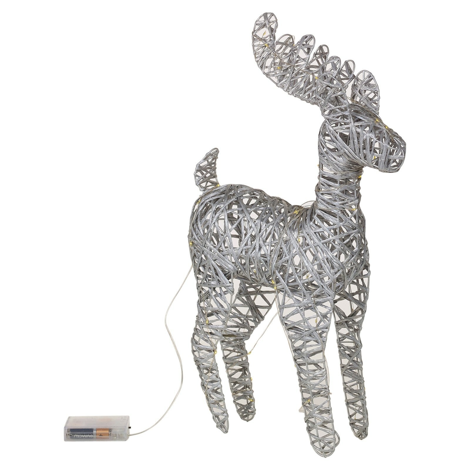 LED Light up Reindeer 37Cm Plastic Rattan Wire Frame Christmas Home Decorations