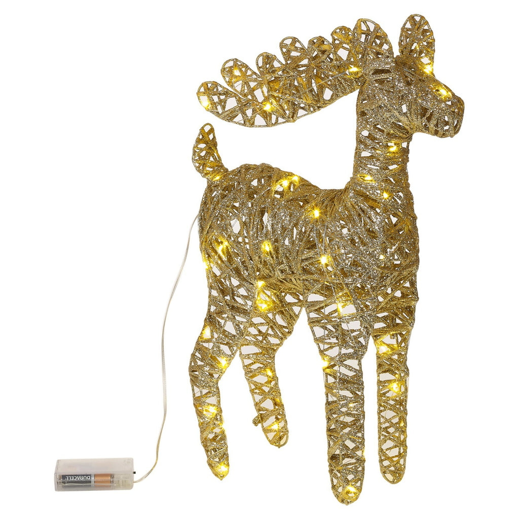 LED Light up Reindeer 37Cm Plastic Rattan Wire Frame Christmas Home Decorations