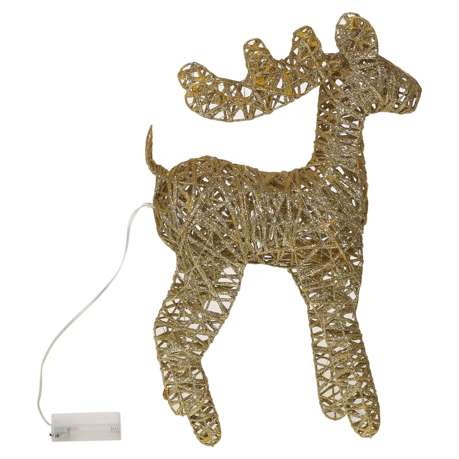 LED Light up Reindeer 37Cm Plastic Rattan Wire Frame Christmas Home Decorations