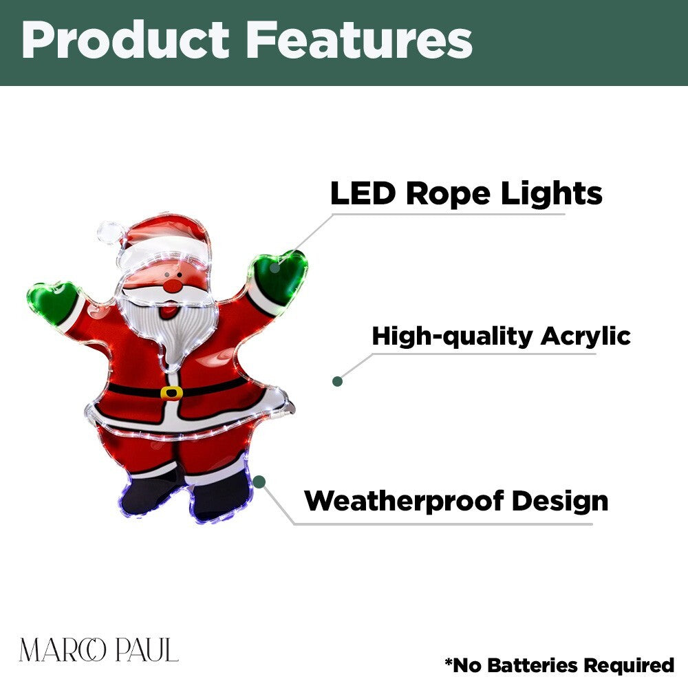 Christmas Santa Rope Light Decoration Hanging Outdoor Indoor LED Xmas Decor 78Cm