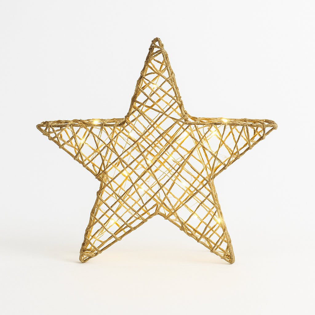 Christmas LED Star Decoration Light up Large Home Decor Gold Xmas Lighting 30Cm
