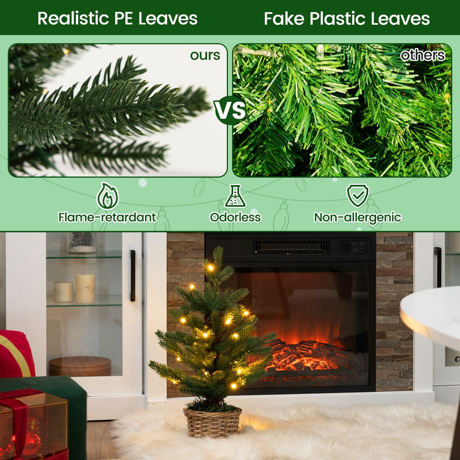 Pre-Lit Artificial Mini Christmas Tree with 96 Branch Tips