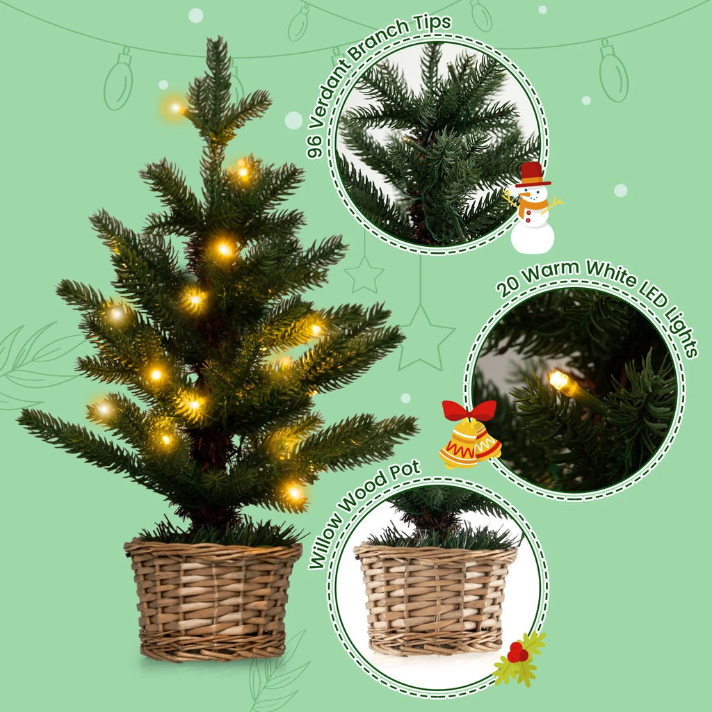 Pre-Lit Artificial Mini Christmas Tree with 96 Branch Tips