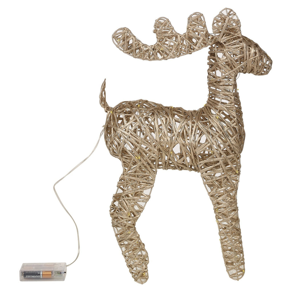 LED Light up Reindeer 37Cm Plastic Rattan Wire Frame Christmas Home Decorations