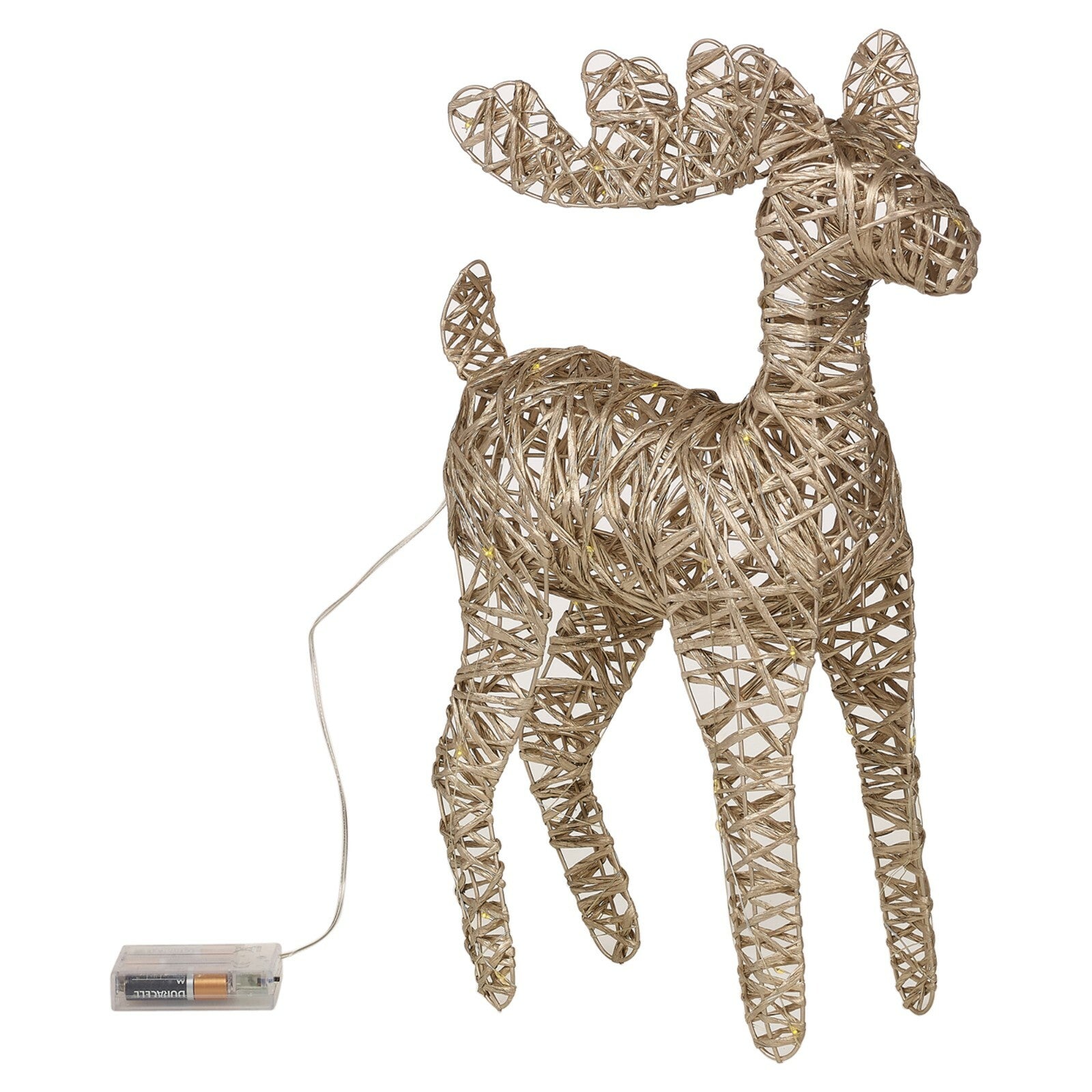 LED Light up Reindeer 37Cm Plastic Rattan Wire Frame Christmas Home Decorations