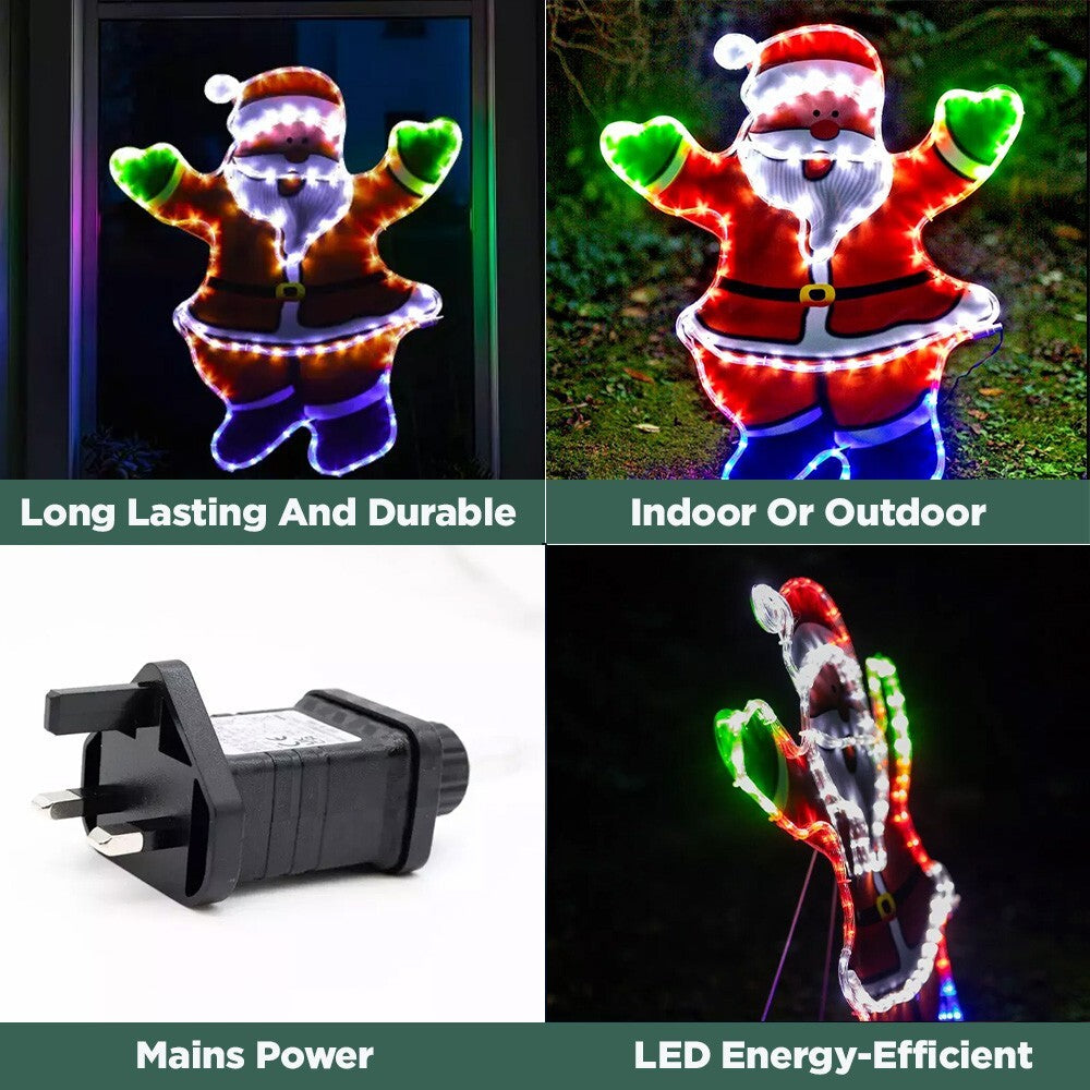 Christmas Santa Rope Light Decoration Hanging Outdoor Indoor LED Xmas Decor 78Cm