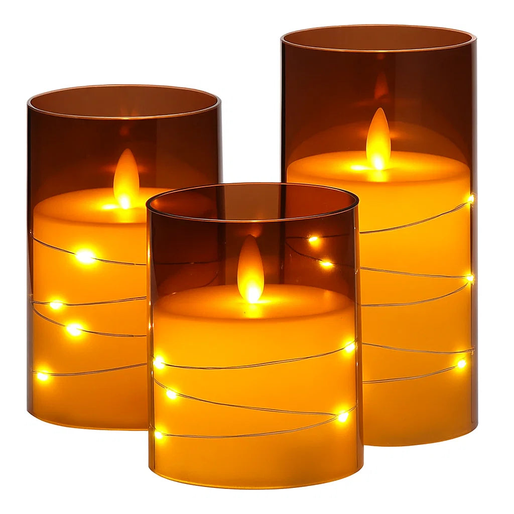 Pack of 3 Flameless Flickering Candle with Remote Realistic LED Fake Candles