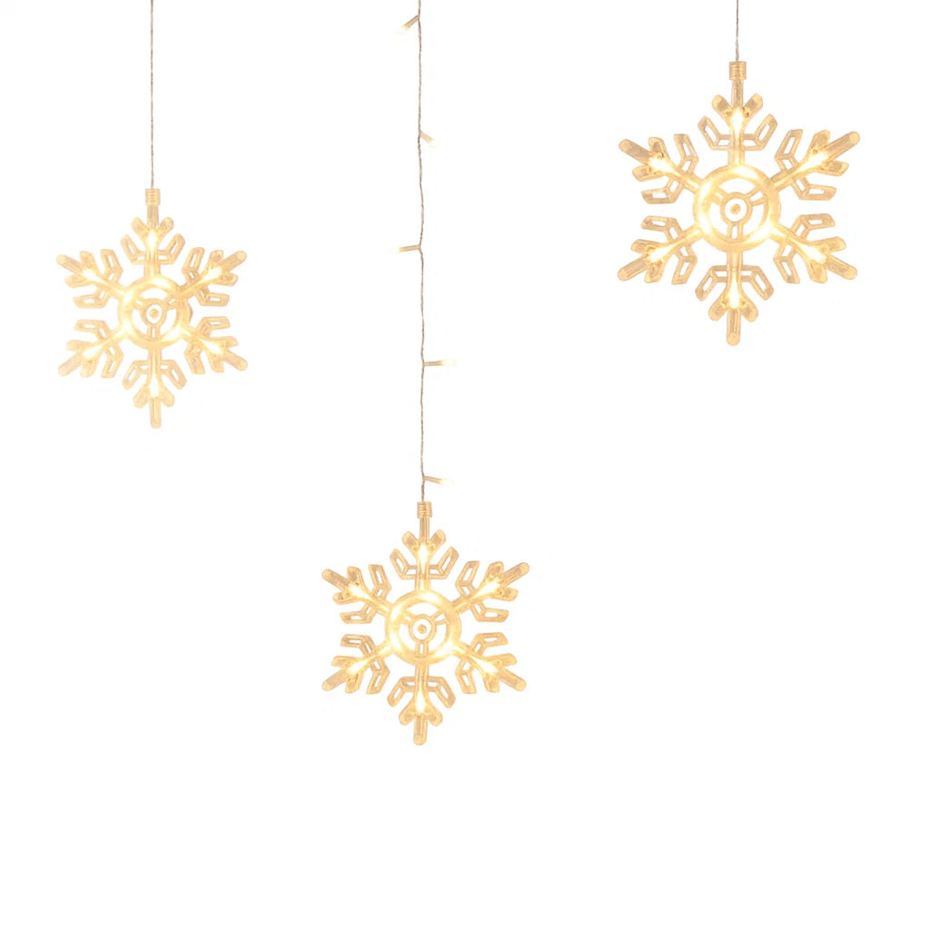 Multi Drop Snowflake Curtain String Fairy Lights Christmas Indoor Outdoor Décor